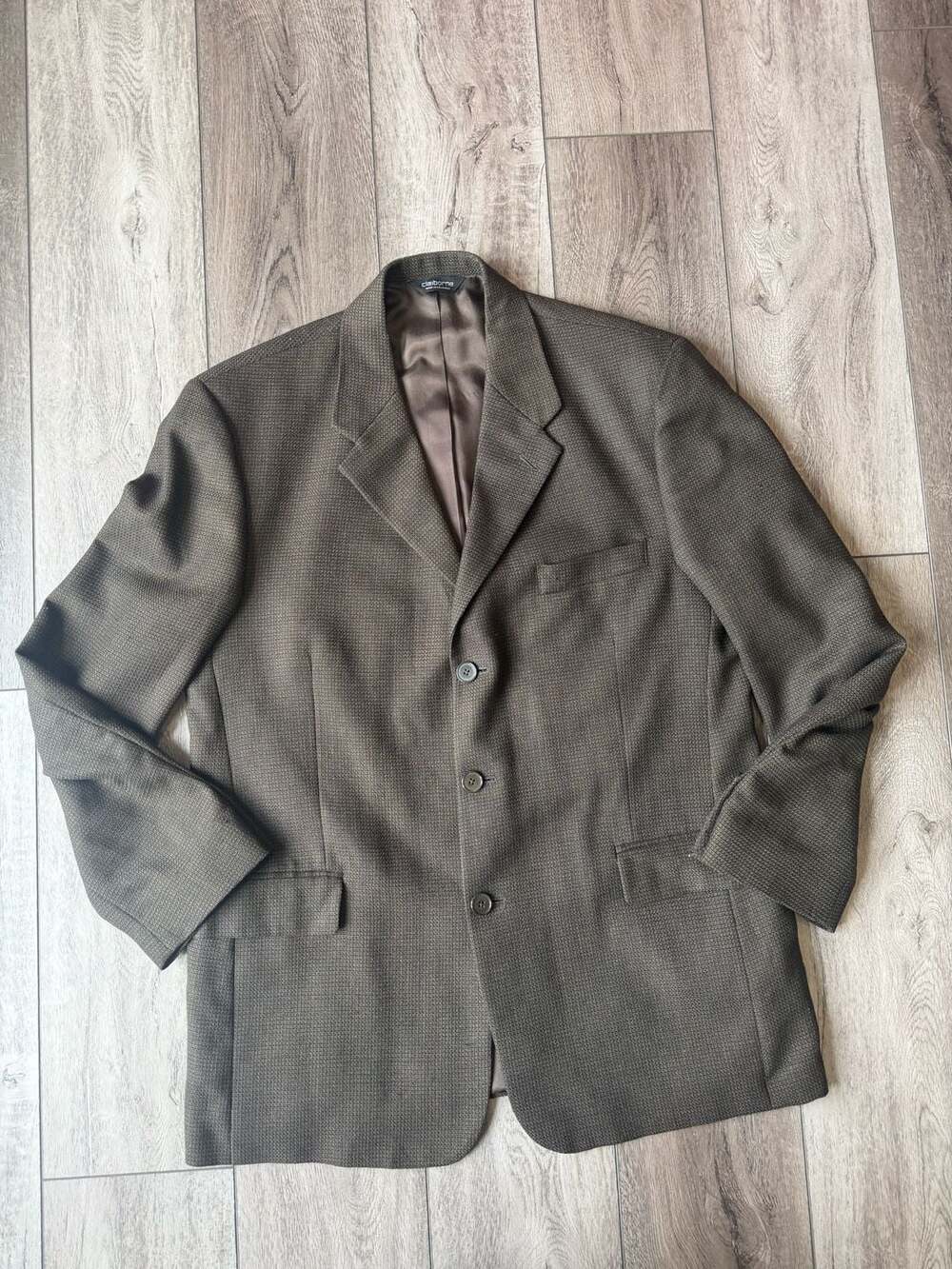 Claiborne Mens 44R Brown Wool 3-Button Notch Lapel Blazer
